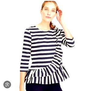 J Crew Asymmetrical Ruffle Top